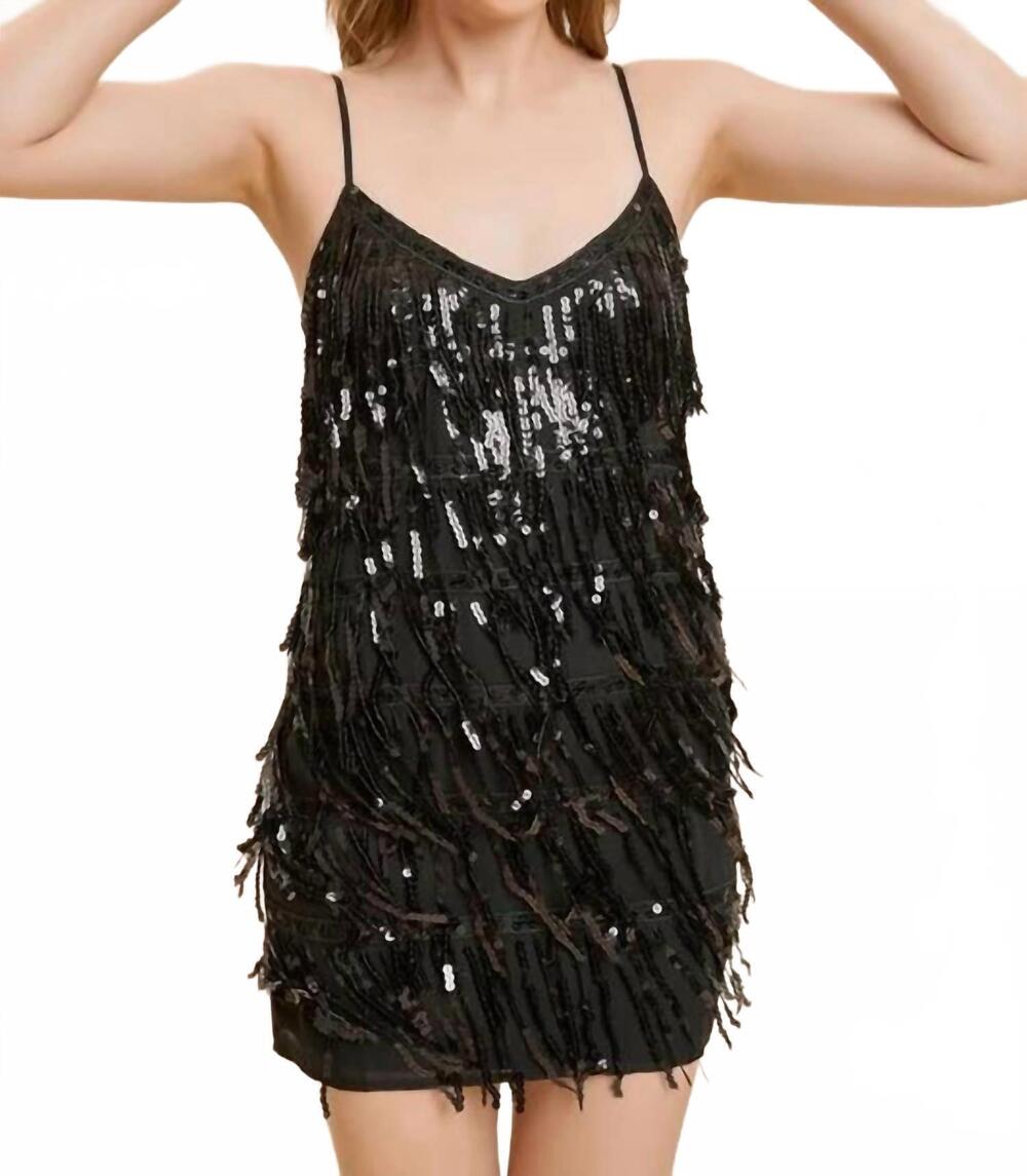 NEW MUSTARD SEED open back sequin tiered dress in black